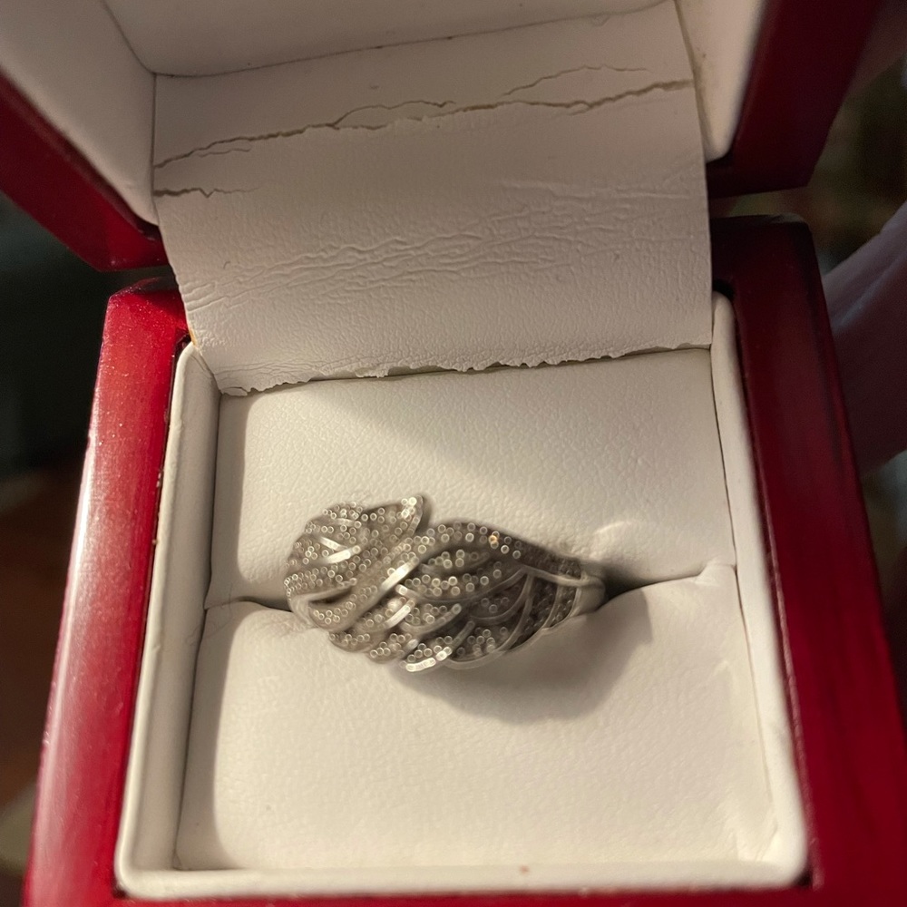 Sterling 1/5th Ct Diamond Angel Wings Ring. Sz10 Gem